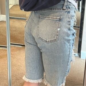 Distressed Blue Jean Shorts